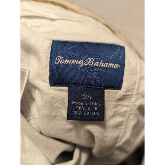 Vintage Tommy Bahama Men's Khaki Pleated Relaxed Fit Silk/Cotton Shorts Size 35 - Picture 10 of 16